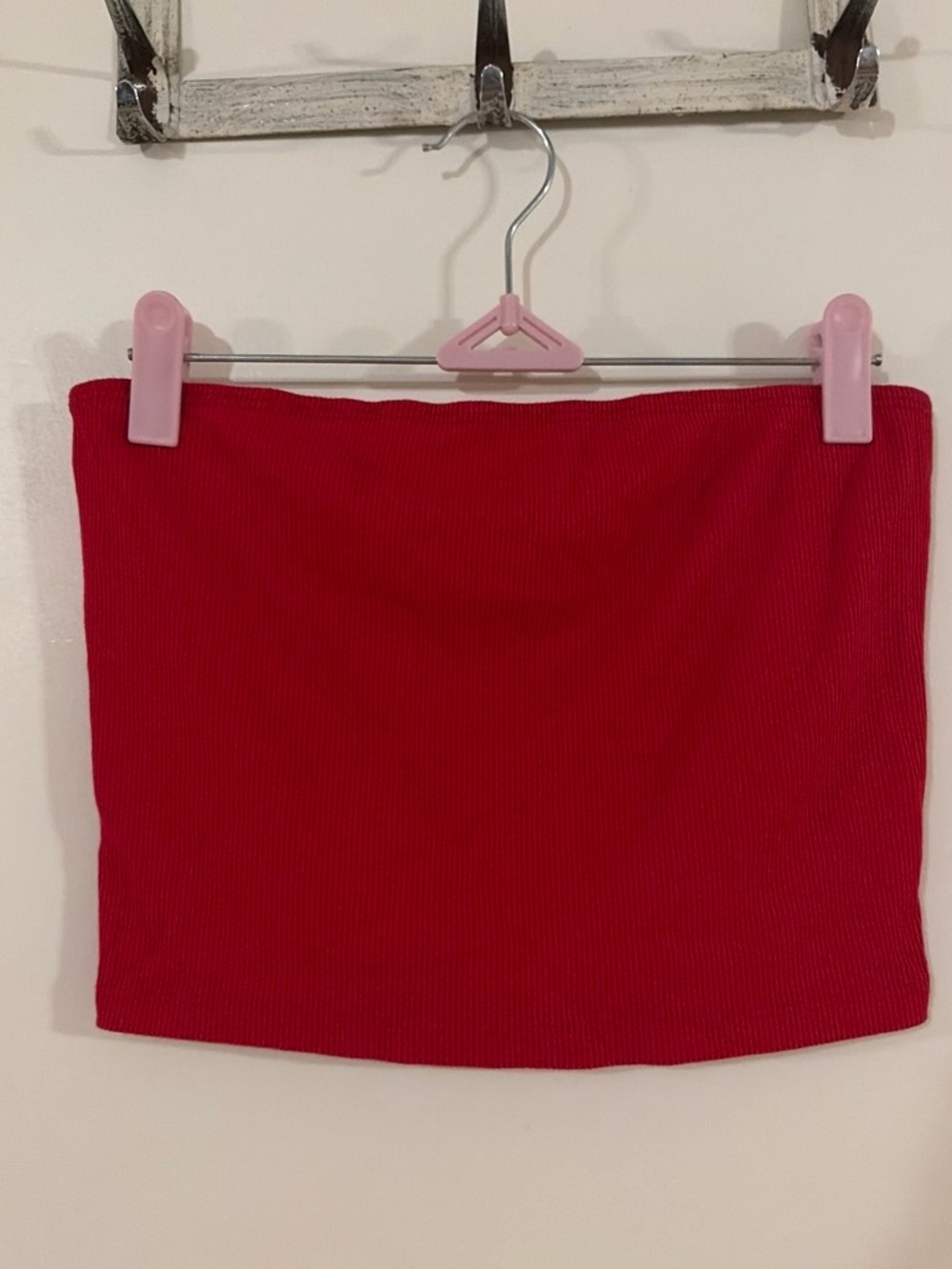 SHEIN Red Ribbed Tube Top